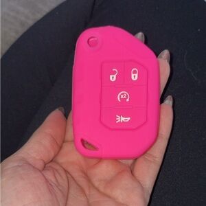 Pink Silicone Jeep Key Cover